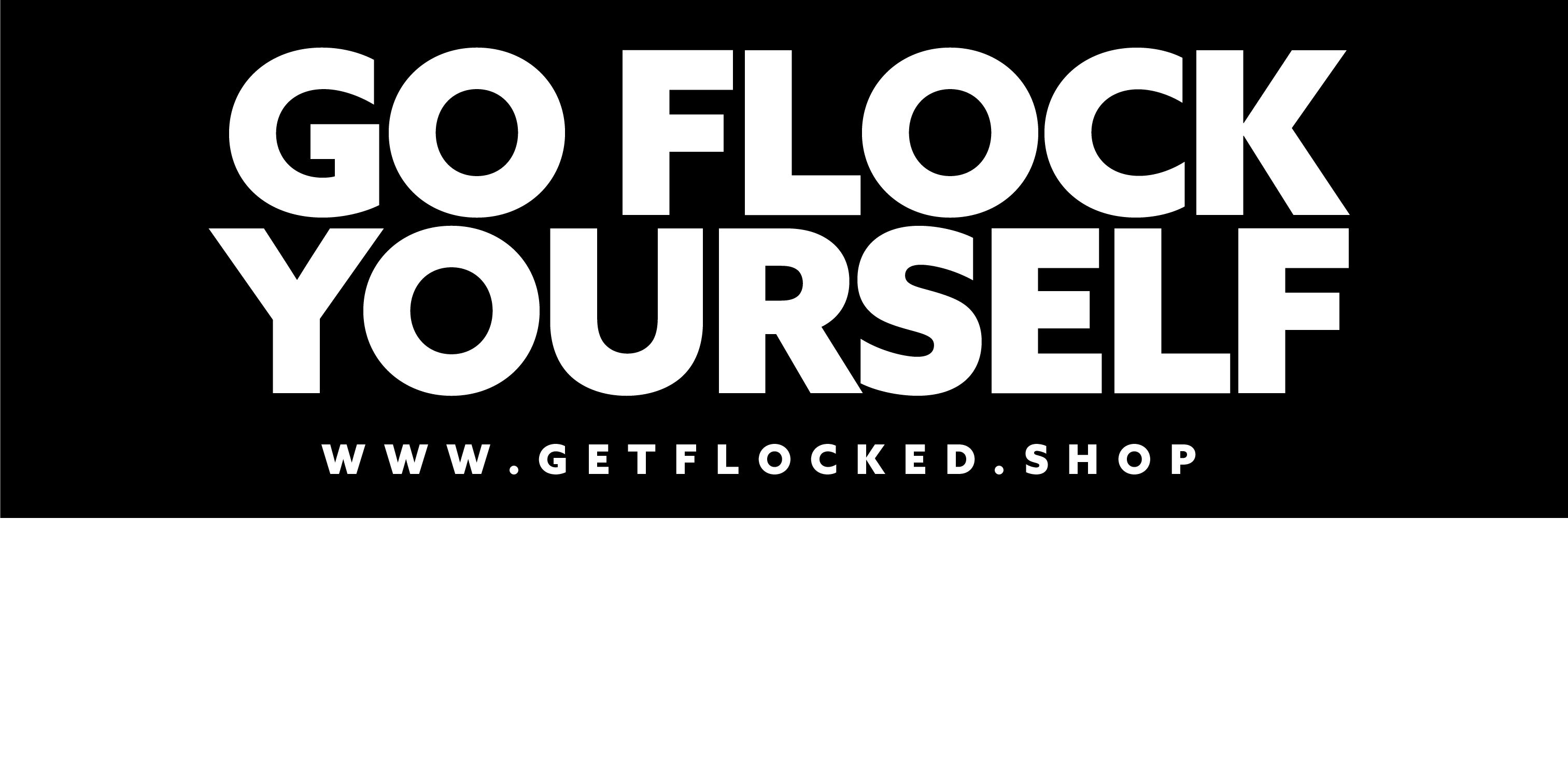 Go Flock Yourself wordmark die-cut sticker, black background
